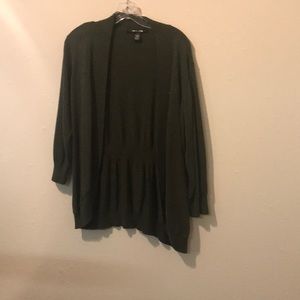 Green open sweater